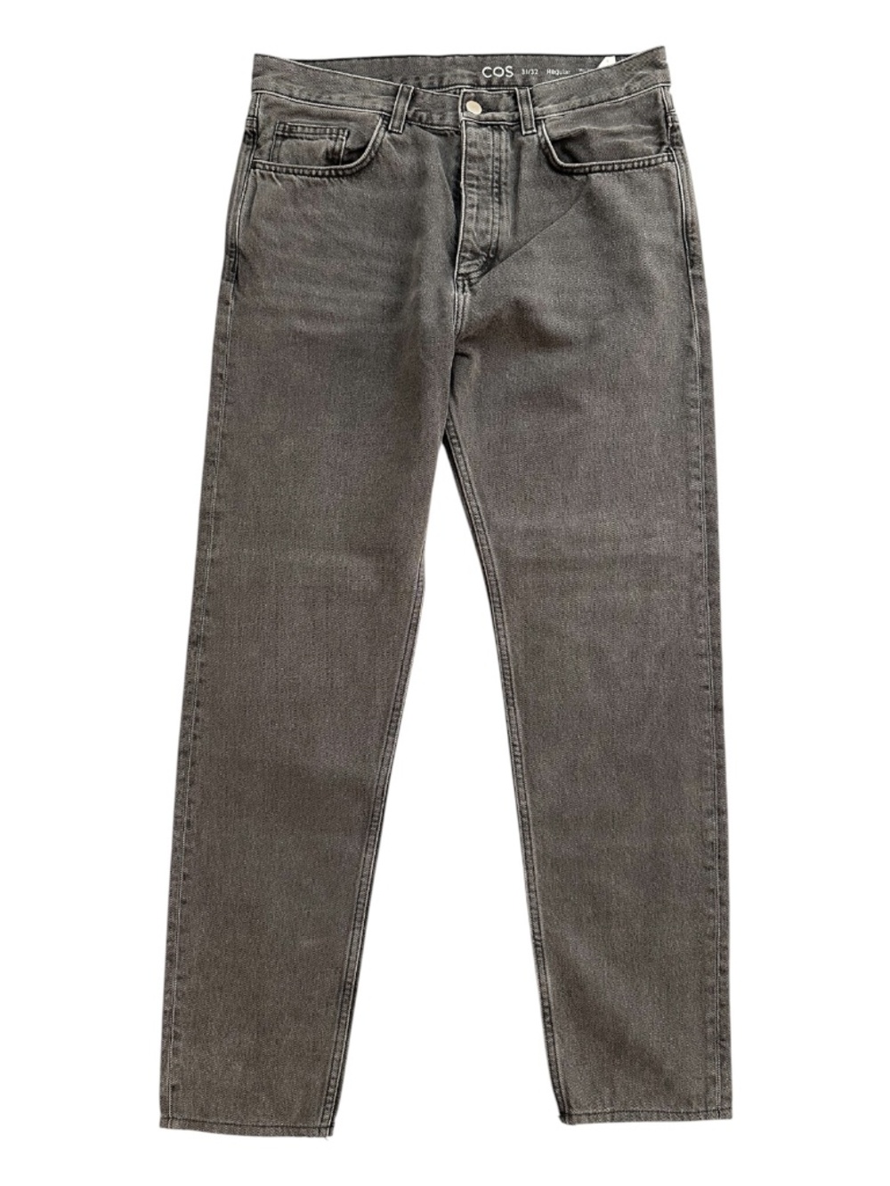 COS Jeans Mens Size 31X32 R Mid Rise Tapered Leg Button Closure Faded Grey Wash